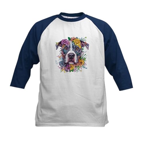 CafePress American Pit Bull Terrier Kids Baseball T Shirt Kids Cotton Baseball Jersey, 3/4 Raglan Sleeve Shirt Navy/White
