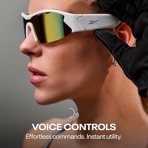 Image of Reebok Flash Smart Audio Sunglasses, Iridescent Mirror Polarized Lens, Unisex, HiFi Bluetooth Sport Glasses with UV Protection - Powered by Lucyd
