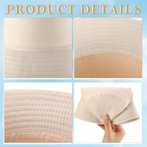 Image of 36 /24 /12 Pcs Bucket Hats for Men Women Bulk Cotton Fishing Cap UV Protection Beach Foldable Solid Color Sun Cap