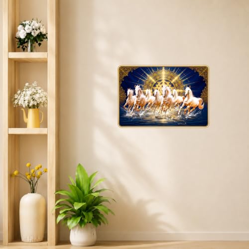 Image of 7 Running Horses Vastu Photo Frame, 8x12 Inch
