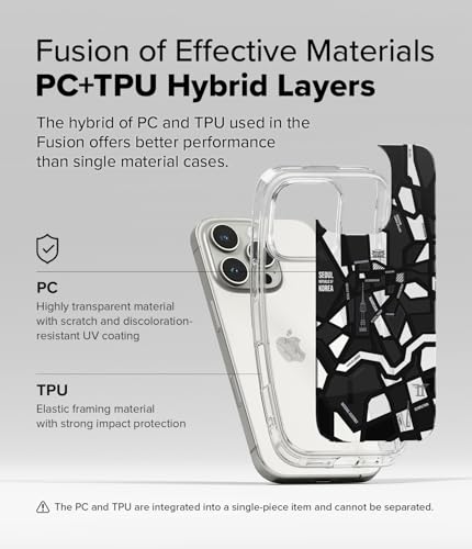 Image of Ringke Fusion Design Compatible with iPhone 16 Pro Max Case Cover Hard Graphic Designed Back Soft Flexible TPU Bumper Scratch Resistant Natural Form iPhone 16 Pro Max Back Cover - Seoul Map Black
