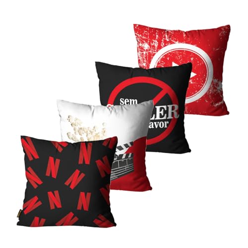 Kit com 4 Capas para Almofadas Movie Netflix 45x45