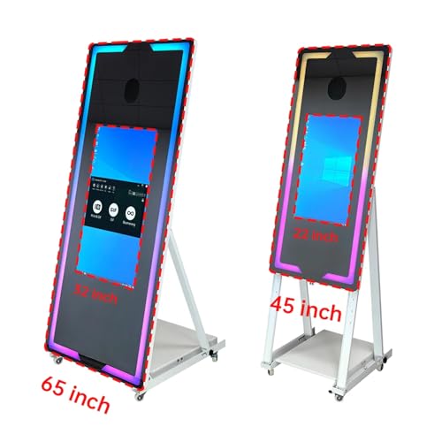 Image of Magic Mirror Photo Booth Machine, Portable Touch Screen PhotoBooth Framed RBG LED with Flight Case, for Wedding Party Events