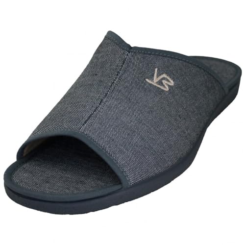 Pantoufles homme coton Vulcabicha 4425 chausson ouvert gris