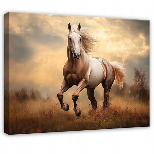 WallArena - Stampa su tela - Cavallo - 40x30 cm - Arte quadri su tela - Arte murale XXL di grande formato per soggiorno, camera da letto, salotto - Stampa d'arte moderna - Animali del paesaggio