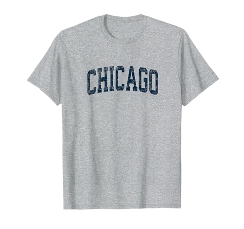 Chicago Illinois IL Vintage Athletic Sports Navy Design T-Shirt