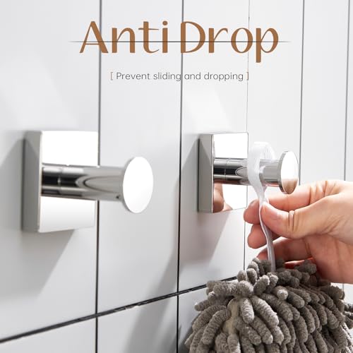 Image of KOKOSIRI Hooks for Hanging Towels Chrome Bathroom Hand Towel Hooks for Shower Wall Bathroom Hardware Accessories Stainless Steel 3 Pack, B1016CH-P3