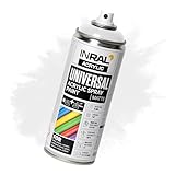 INRAL Sprühlack - Reinweiß matt RAL9010 Universal Sprühfarbe 400ml. Spraydose für Metall, Kunststoff, Holz & Stein - Hochdeckende, Regen- und UV-beständige Farbspray für Innen- & Außenbereich