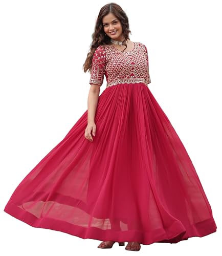 Image of Fashion Basket Georgette Embroidered Anarkali Gown for Women