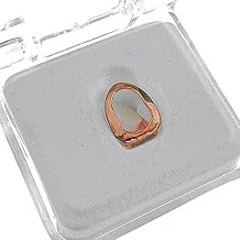 14k Rose Gold Plated Open Face Grillz Single Cap Top Upper Hollow K9 Canine Tooth Hip Hop Grills