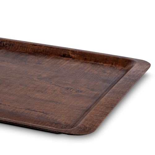 Image of Freelance Nature Kraft Serving Tray Chestnut, 32x44 cm, Rectangle, Non-Slip Surface, Decorative Anti-Skid Kitchen & Dining /Coffee Table Trays for Breakfast /Food /Tea - Brown, Made in Europe