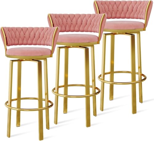 Conjunto de bancos de bar com altura giratória de 360 ​​° de 1/2/3/4, bancos de bar de veludo com costas abertas e apoio para os pés dourado/preto, cadeiras de jantar para Kitchen Island Pub