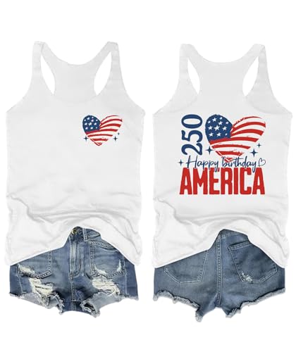 Image of Ithalt Womens American Flag Shirts 4th of July Outfits USA T-Shirt Patriotic Tank Shirt Fourth of July Sleeveless Tops