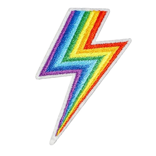Herxion Rainbow Iron On Patches, Vibrant Pride LGBTQ Embroidered Patches Applique, Colorful Lightning Bolt Iron On Patch for Clothes, Clothing, Jackets, Vest, Backpacks, Jeans, Hats & Caps.