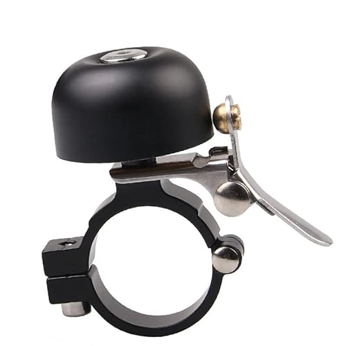 Fahrradklingel Kinder aus Messing, Mini Fahrrad Klingel mit Schraubendreher und Distanzstück, Geeignet für Lenkerbreiten von 22,2-25,4 mm, Fahrradglocke für Mountainbike E-Bike Kinderfahrrad(Schwarz) Cover