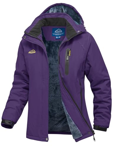 YSENTO Veste d'hiver imperméable pour femme - Veste de ski - Veste softshell - Doublure chaude - Coupe-vent - Veste de snowboard d'extérieur - Violet - Taille S