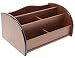 Cherry Brown Wooden Office Desk Organizer With 1 Paper/CD/DVD Rack and 4 Storage Compartments for Office Supplies and Desk Accessories - For Use on Desktop|Table|Counter in Kitchen or Work Space