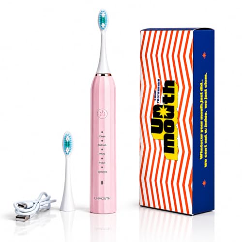 Image of Sonic Electric Toothbrush for Adults Rechargeable | 5 Modes, 43000 VPM Deep Clean, Smart 2-Min Timer, IPX7 Waterproof, Dupont Bristles, 60-Day Battery, Type-C Fast Charging (Peach)