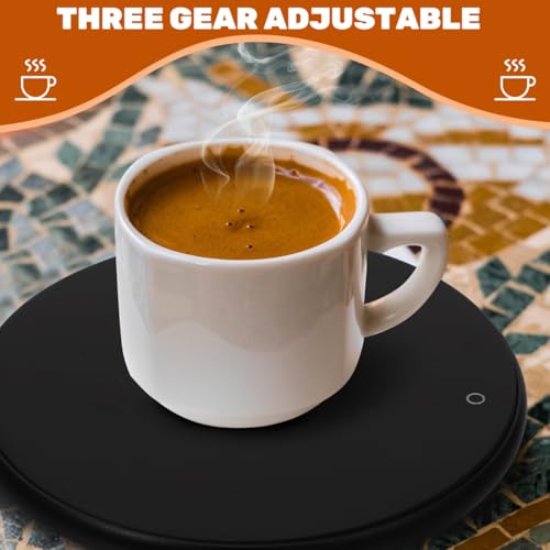 HEALLILY USB Mug Warmer Adjustable Temperature Settings Metal Heating Coaster for Coffee and Tea Reusable Cup Warmer Suitable for Home and Office Use