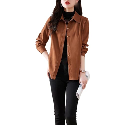 Chemise en velours côtelé pour femme style coréen vintage et décontracté