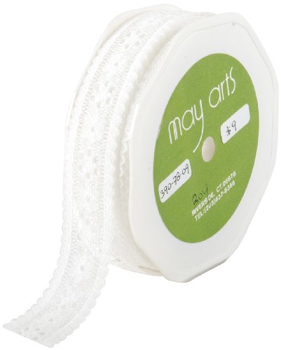 May Arts 7/8-Inch Wide Ribbon, Ivory Lace