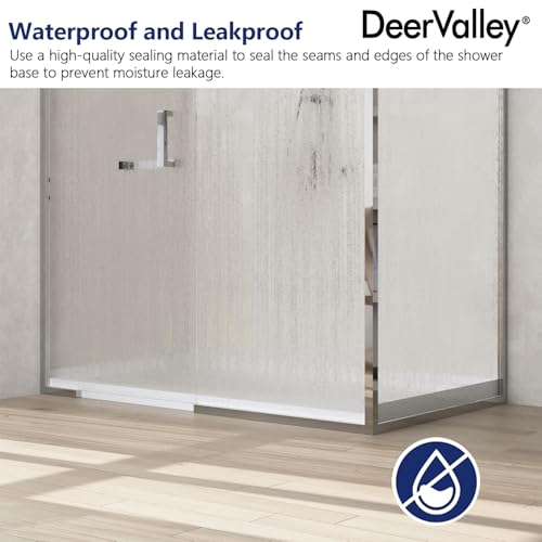 Image of DeerValley 60 inchL X 34 inchW Right Drain Shower Base in White