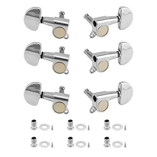 QWORK 6 Piezas 3L3R clavijero guitarra, Clavijas Afinación de Guitarra, cabezas de máquina de guitarra, para guitarras eléctricas o acústicas, plata galvanizada