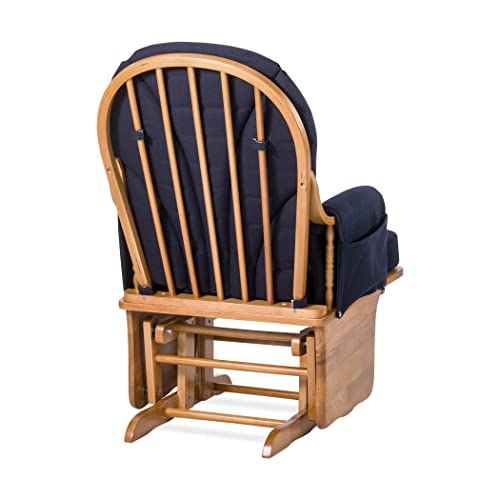 Foundations-Lullaby-Wood-Base-Glider-Rocker-Baby-Feeding-and-Rocking-Chair-for-Daycare-Environment-Nursery-Chairs-with-Padded-Foam-Arm-Rests-NaturalBlue Foundations Lullaby Wood Base Glider Rocker Baby Feeding and Rocking Chair for Daycare Environment Nursery Chairs with Padded Foam Arm Rests NaturalBlue