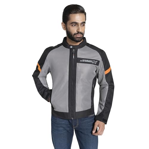 Image of HARLEY-DAVIDSON X UrbanX Edge Riding Jacket for Men | 100% Polyester with Breathable Mesh Lining | Protector Compartments for Elbow, Shoulder & Back | Comfortable & Stylish Motorcycle Jacket