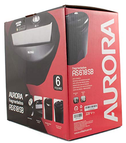 FRAGMENTADORA DE PAPEL Aurora, AS618SB-1, TIRAS 6 FOLHAS, 127V, Multicor, 34.5 x 19 x 31.5 cm