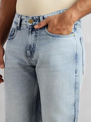 Image of Thomas Scott Men's Relaxed Fit Mid-Rise Stretchable Jeans | Clean Look Denim | 5 Pocket Design | Button & Zip Closure Casual Jeans for Men