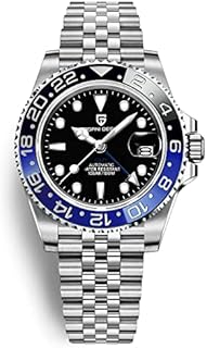 Pagani Design Herrenuhr GMT Automatik Armbanduhren Mechanische Edelstahl 100M wasserdicht 40MM PD-1662(5 Schwarz Blau)