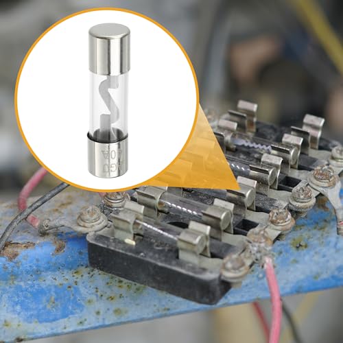 Partuto 5 sztuk 10 x 38 mm 0,39 x 1,50 cala 40 A uniwersalne bezpieczniki szklane AGU - rura zabezpieczająca do ochrony zasilania - metal srebrny odcień