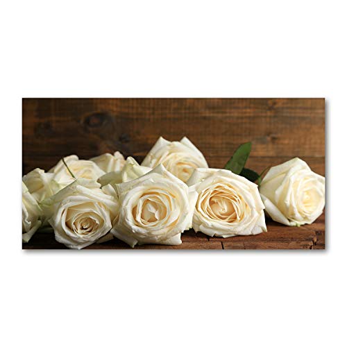 Dosseret en verre Tulup grand format 140x70cm avec finition haut de gamme roses blanches