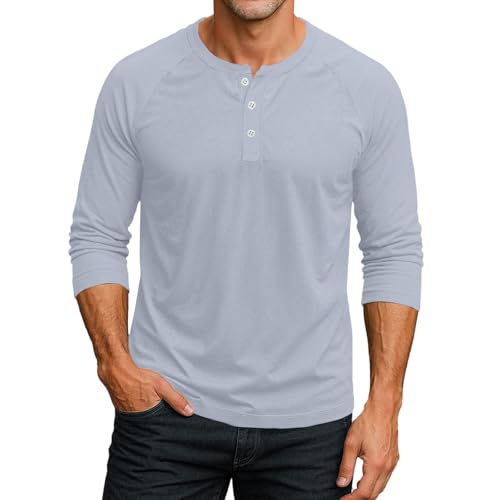 Button Up Shirt Men Tall Raglan 3/4 Sleeve Jersey Baseball T-Shirts Henley V Neck Shirts Solid Color Tee Tops2