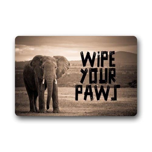 ZMvise Flannel Carpet Non-Slip Rubber Backing Durable Indoor Outdoor Doormat Door Mats Elephant Love Wild Design 18x 30 inch