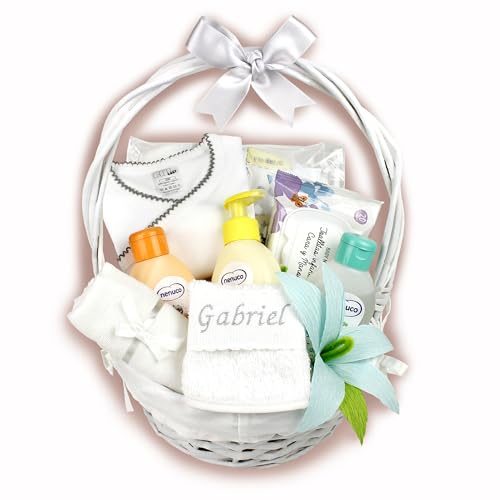 Cesta Regalo Bebe NENUC O-Pack Bebe-Regalo Bebe Recien Nacido Niño-Cestas Bebe-Regalo Recien Nacido-Cosas Para Bebes Recien Nacidos-Regalo Bebe Recien Nacido Niña-Regalos Para Bebes-Ropa Bebe (Gris)