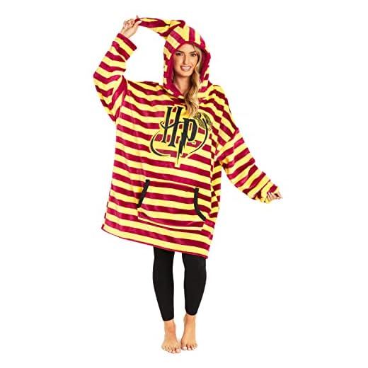 HARRY POTTER Sudadera Mujer, Bata Manta Polar Mujer, Sudadera para Mujeres Oversize con Capucha de Forro Polar, Regalos Originales para Mujer (Rojo)