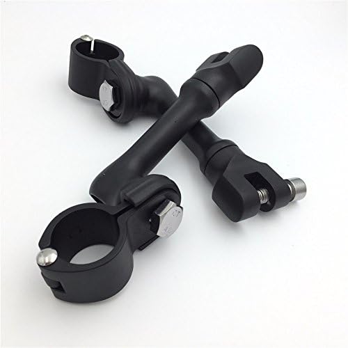 XKH-Black Long Angled Adjustable Highway Peg Mounting Kit Compatible with any Bike with 1-1/2 inch (1.5") Front Engine Guard Frame Tube Sportster 883 1200 Street Bob Softail CVO [B01AVH7YFA]
