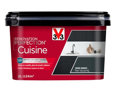 V33 Peinture de rénovation cuisine, Rénovation perfection Noir smoky mat 2L