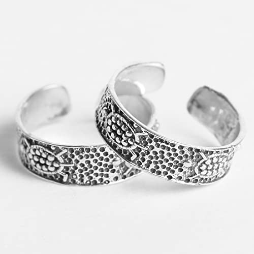 Image of Clara 925 Sterling Silver Size Adjustable Toe Rings Pair Gift for Women