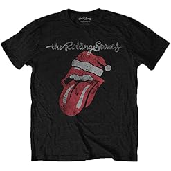 Rolling Stones T-Shirt Homme Santa Lick Slim Fit Noir, noir, Taille XL - Les Beatles, Paul McCartney, John Lennon, RIngo Starr, George Harrison