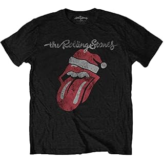 Rolling Stones T-Shirt Homme Santa Lick Slim Fit Noir, noir, Taille XL - Les Beatles, Paul McCartney, John Lennon, RIngo Starr, George Harrison