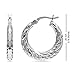 LeCalla 925 Sterling Silver Hoop Earrings for Women Diamond-Cut Silver hoop Earrings Hypoallergenic Diamond Cut Round Circle Lightweight Hoop Earrings Gift for Women - 20mm
