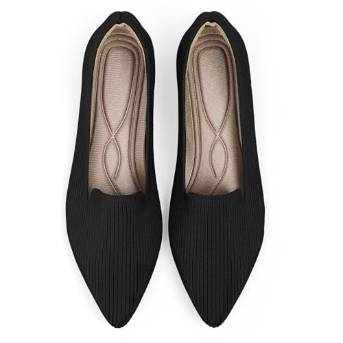 Women's Flats Shoes Pointed Toe Knit Washable Ballet Comfortable Dressy Work Flat