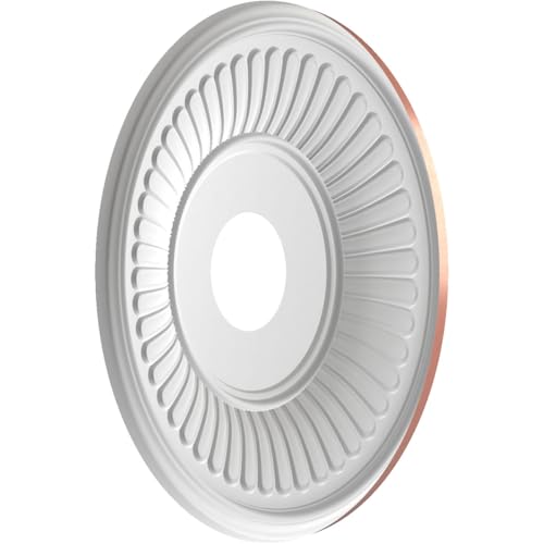 Image of Ekena Millwork CMP16BEFCP Berkshire Thermoformed PVC Ceiling Medallion (Fits Canopies up to 7 inch), 16 inchOD x 3 1 /2 inchID x 1 inchP, Universal Pearl Metallic Champagne Pink