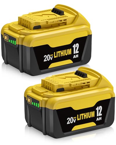 Image of 12Ah Lithium Ion Replacement for Dewalt 20V Max Battery High Capacity 2Pack