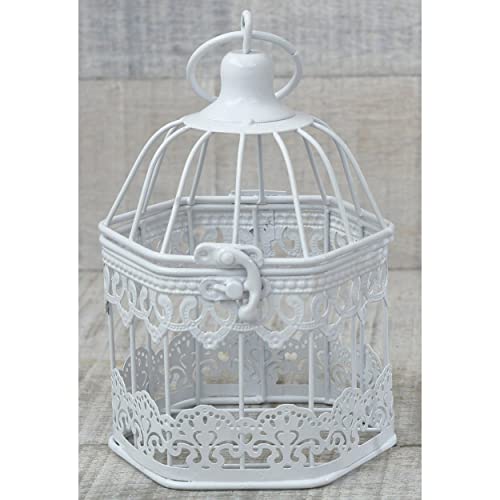 Hogar y Mas Jaula Decorativa Metálica, Color Blanco, con diseño Elegante y Estilo Vintage Pequeño