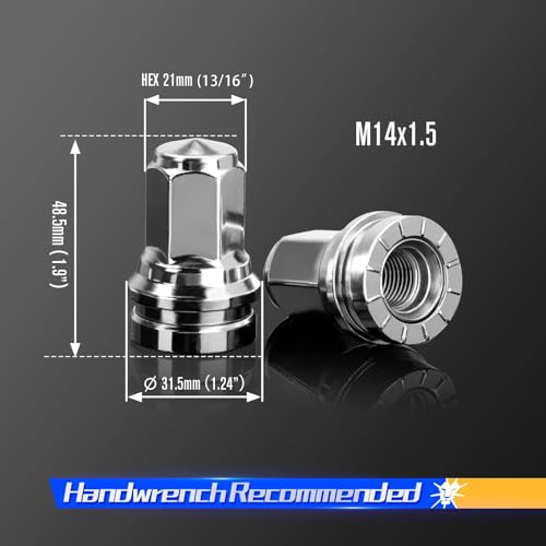 Image of DYNOFIT 14mmx1.5 OEM /Stock Lug Nuts Compatible with 2017-2022 Ford F-250 & F-350, 64 Pack HEX21mm (13 /16 inch) One-Piece Design Factory Chrome Wheel Lug Nuts HCPZ-1012-B HCPZ-1012-A