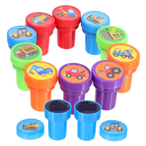 UKCOCO 20 piezas Sellos para Diseño de Camiones de Construcción Compacto y Duradero para Manualidades Regalos Cumpleaños y Favores de Fiesta Guardería